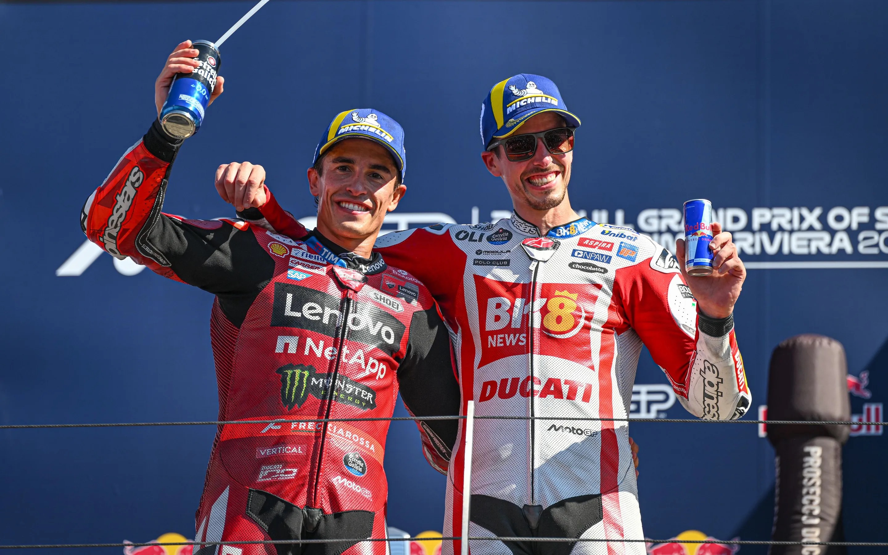 Marc og Alex Márquez á verðlaunapallinum á Misano